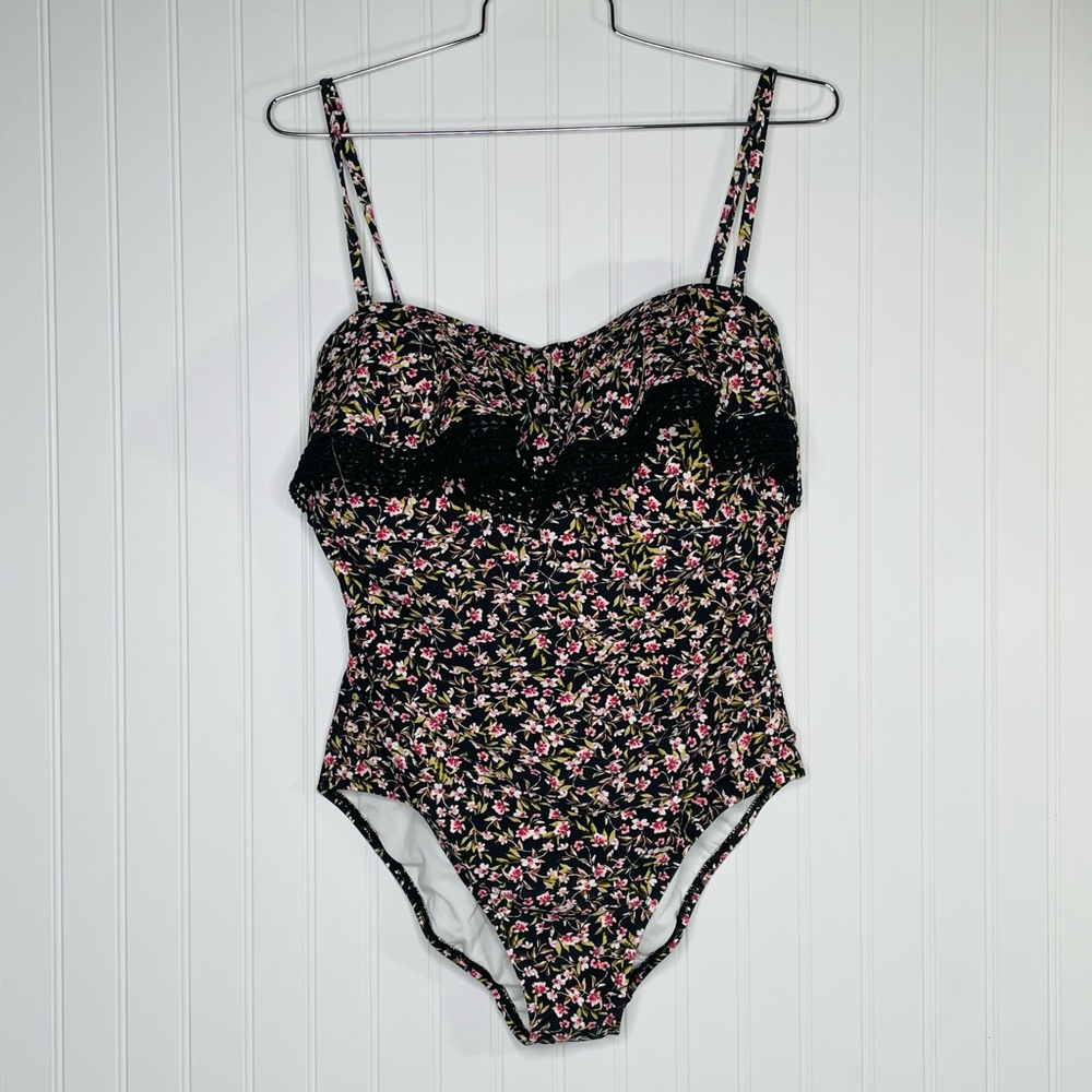 Kona Sol Floral Flounce One Piece Swimsuit - Picture 2 of 7